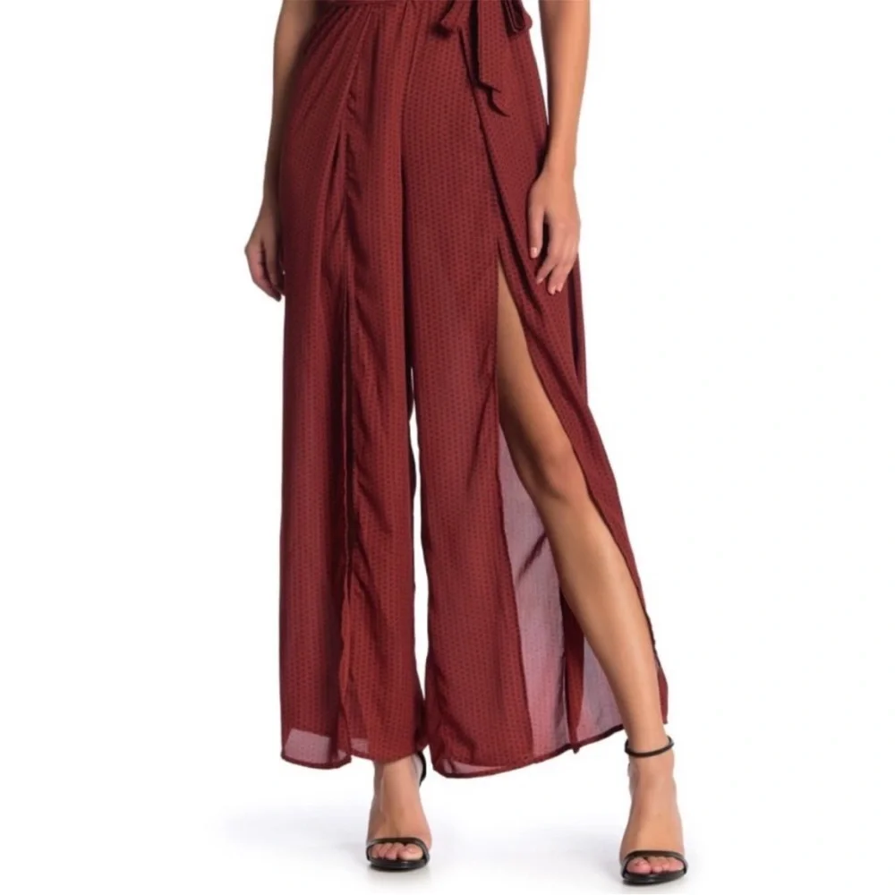 Kenedik Rust And Black Patterned Split Leg Jumpsuit Size Medium - Picture 2 of 12